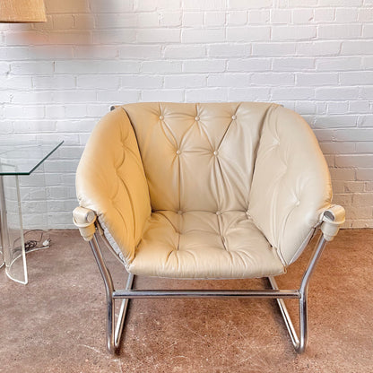 TREGA CHROME & LEATHER SLING CHAIR BY TORMOD ALNAES