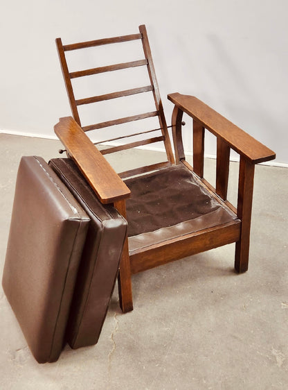 ARTS AND CRAFTS OAK MORRIS RECLINING ACCENT CHAIR