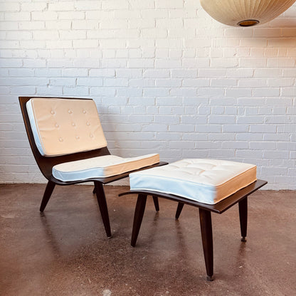 CARTER BROTHERS MID-CENTURY SCOOP CHAIR & OTTOMAN