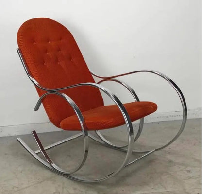 MILO BAUGHMAN CHROME ROCKER WITH ORANGE CORDUROY