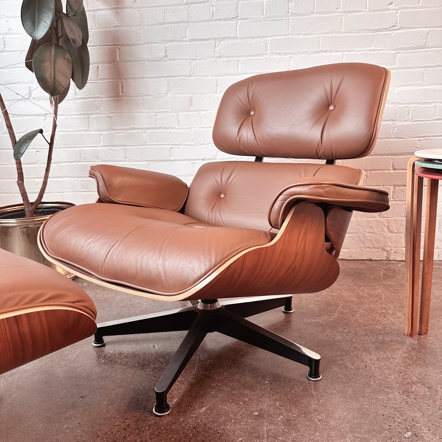 50TH ANNIVERSARY EAMES FOR HERMAN MILLER LOUNGE CHAIR AND OTTOMAN