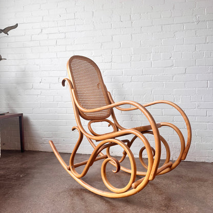 VINTAGE THONET BENTWOOD & CANED ROCKING CHAIR