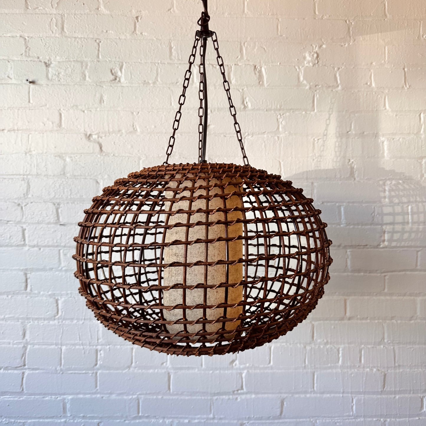 MCM RATTAN PLUG-IN HANGING LIGHT