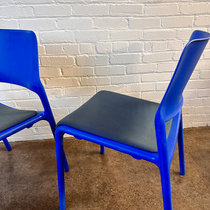 BLUE SPARK STACKING CHAIRS BY DON CHADWICK FOR KNOLL, PAIR
