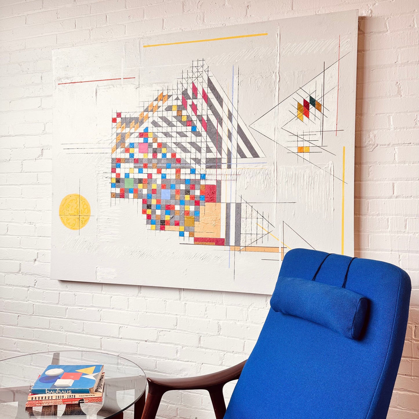 GEOMETRIC PAINTING BY A L HECKER, LARGE FORMAT