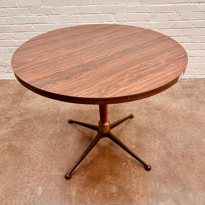 36” ROUND FAUX BOIS ROSEWOOD CAFE TABLE WITH STEEL LEGS