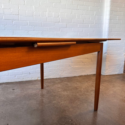 RESTORED DANISH TEAK DINING TABLE WITH DRAW LEAF