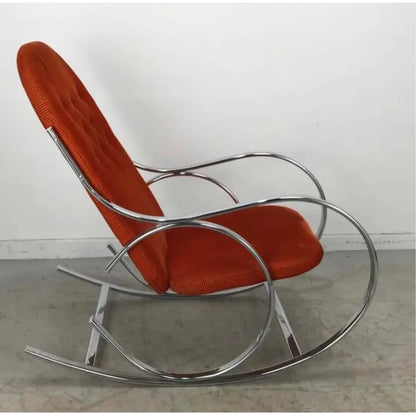 MILO BAUGHMAN CHROME ROCKER WITH ORANGE CORDUROY