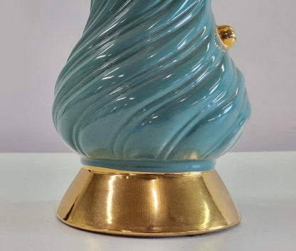 C. MILLER 1955 TURQUOISE GILT ATOMIC TABLE LAMP