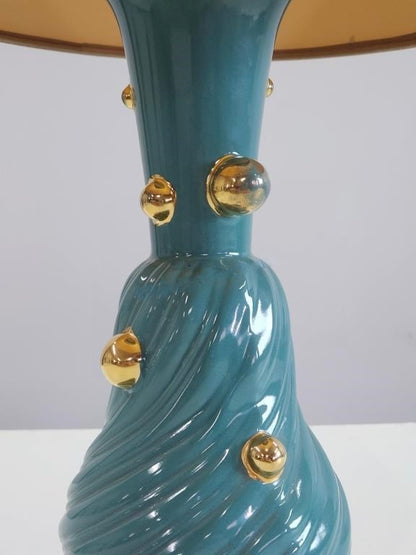 C. MILLER 1955 TURQUOISE GILT ATOMIC TABLE LAMP