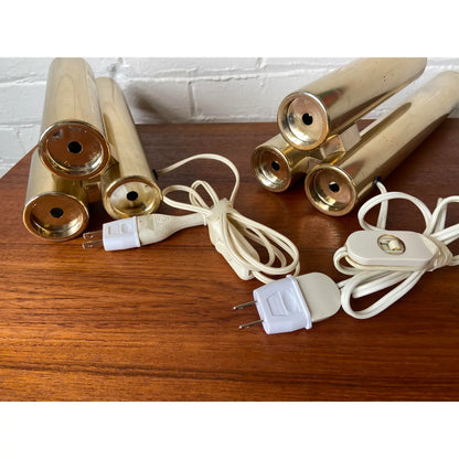 PAIR OF ITALIAN REGGIANI GOLD TUBULAR LAMPS