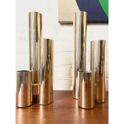 PAIR OF ITALIAN REGGIANI GOLD TUBULAR LAMPS