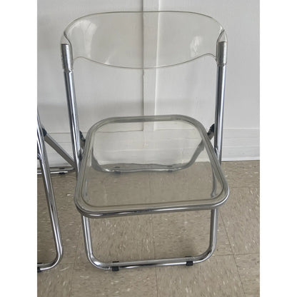 SET OF 4 ITALIAN LUCITE & CHROME FOLDING CHAIRS
