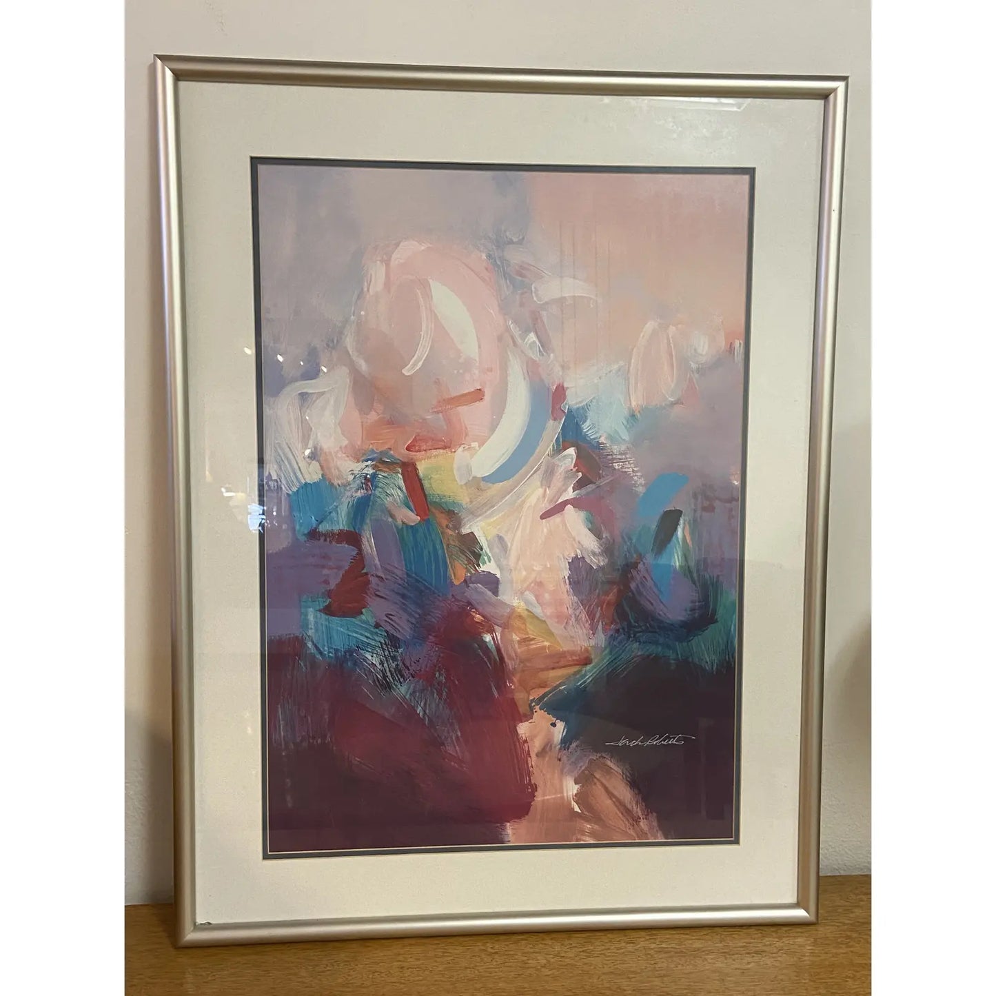 ABSTRACT LITHOGRAPH ARTWORK BY JACK ROBERTS, FRAMED