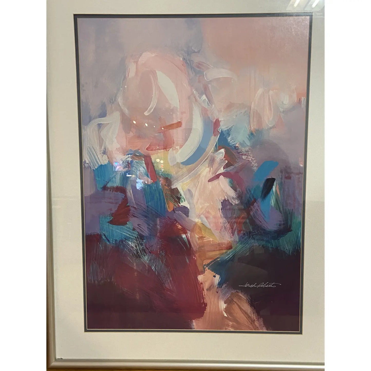 ABSTRACT LITHOGRAPH ARTWORK BY JACK ROBERTS, FRAMED
