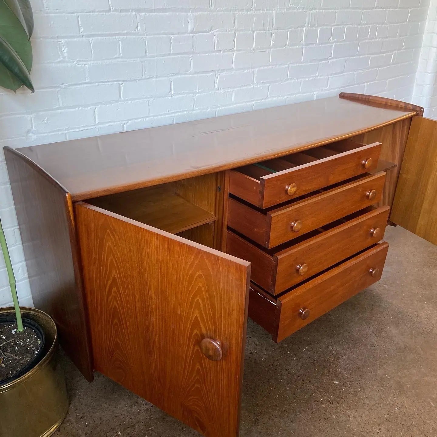 A YOUNGER CREDENZA IN AFROMOSIA & TEAK BY JOHN HUBERT