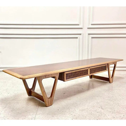 LANE PERCEPTION WALNUT COFFEE TABLE WITH SCULPTURAL LEGS