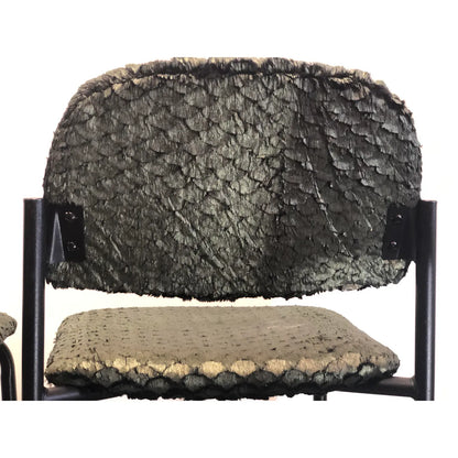 SET OF 5 METALLIC GREEN SCALLOPED POST-MODERN CHAIRS