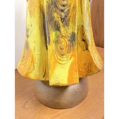 MCM YELLOW DRIP GLAZE CERAMIC TABLE LAMP