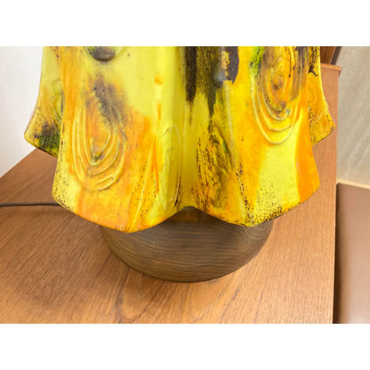 MCM YELLOW DRIP GLAZE CERAMIC TABLE LAMP