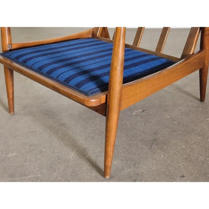 MCM DANISH BLUE STRIPED ARM CHAIR