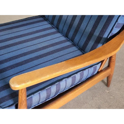 MCM DANISH BLUE STRIPED ARM CHAIR