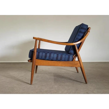 MCM DANISH BLUE STRIPED ARM CHAIR