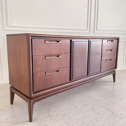 RESTORED MCM DARK WALNUT CREDENZA BY UNITED