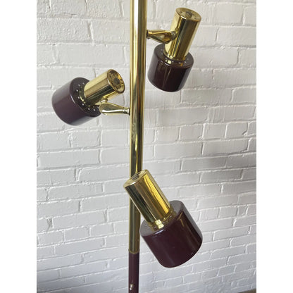 ADJUSTABLE BRASS TRI-LIGHT TREE FLOOR LAMP
