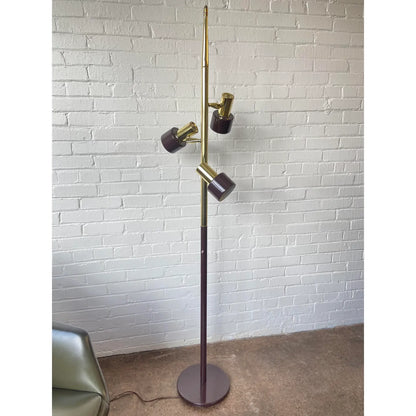 ADJUSTABLE BRASS TRI-LIGHT TREE FLOOR LAMP
