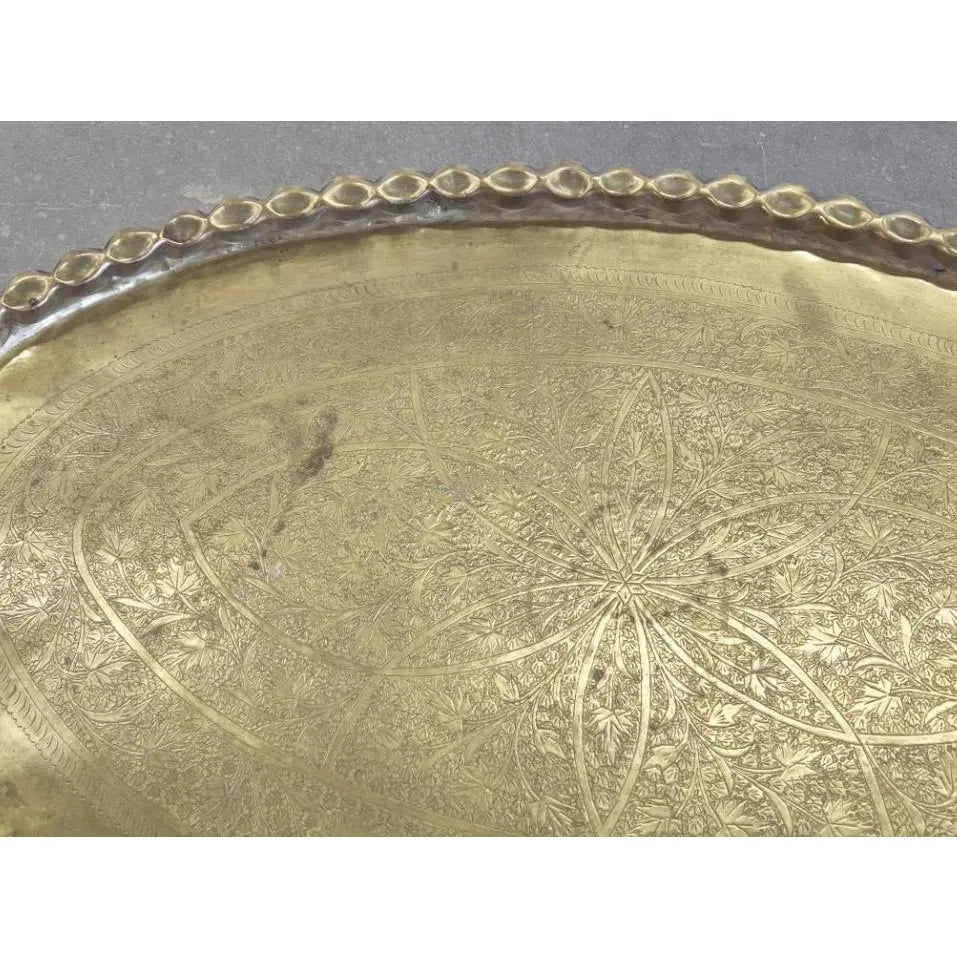 MOROCCAN BRASS TRAY COFFEE TABLE WITH SPIDER BASE