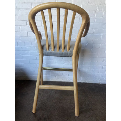 PAIR OF BENTWOOD SLAT-BACK BAR HEIGHT STOOLS