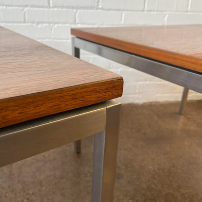 RESTORED KNOLL WALNUT & STEEL COFFEE TABLE