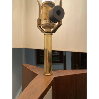 MCM PAUL MCCOBB WALNUT LAMP WITH CUSTOM SHADE & POMONA TILE