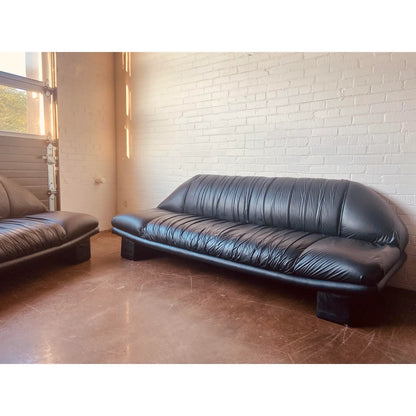 POST-MODERN PLEATED BLACK SOFA SET