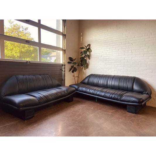 POST-MODERN PLEATED BLACK SOFA SET