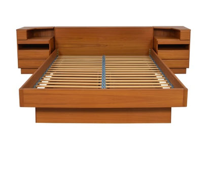 SCAN COLL DANISH TEAK QUEEN BED WITH NIGHTSTANDS