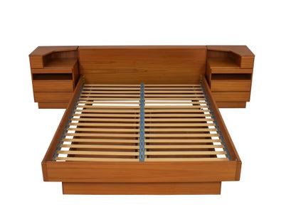 SCAN COLL DANISH TEAK QUEEN BED WITH NIGHTSTANDS
