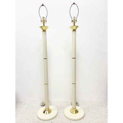 PAIR OF IVORY & GOLD FLOOR LAMPS