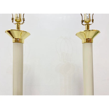 PAIR OF IVORY & GOLD FLOOR LAMPS