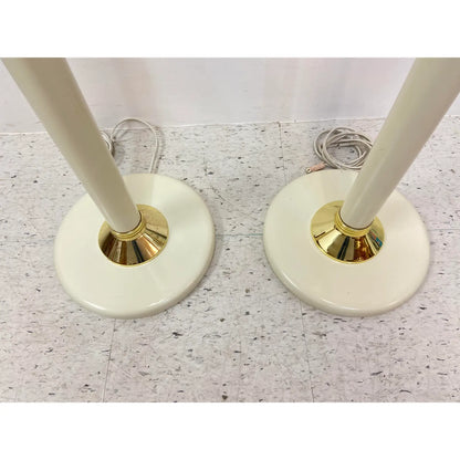 PAIR OF IVORY & GOLD FLOOR LAMPS