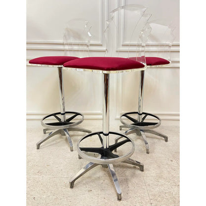 LUCITE SWIVEL BAR STOOLS - SET OF 3