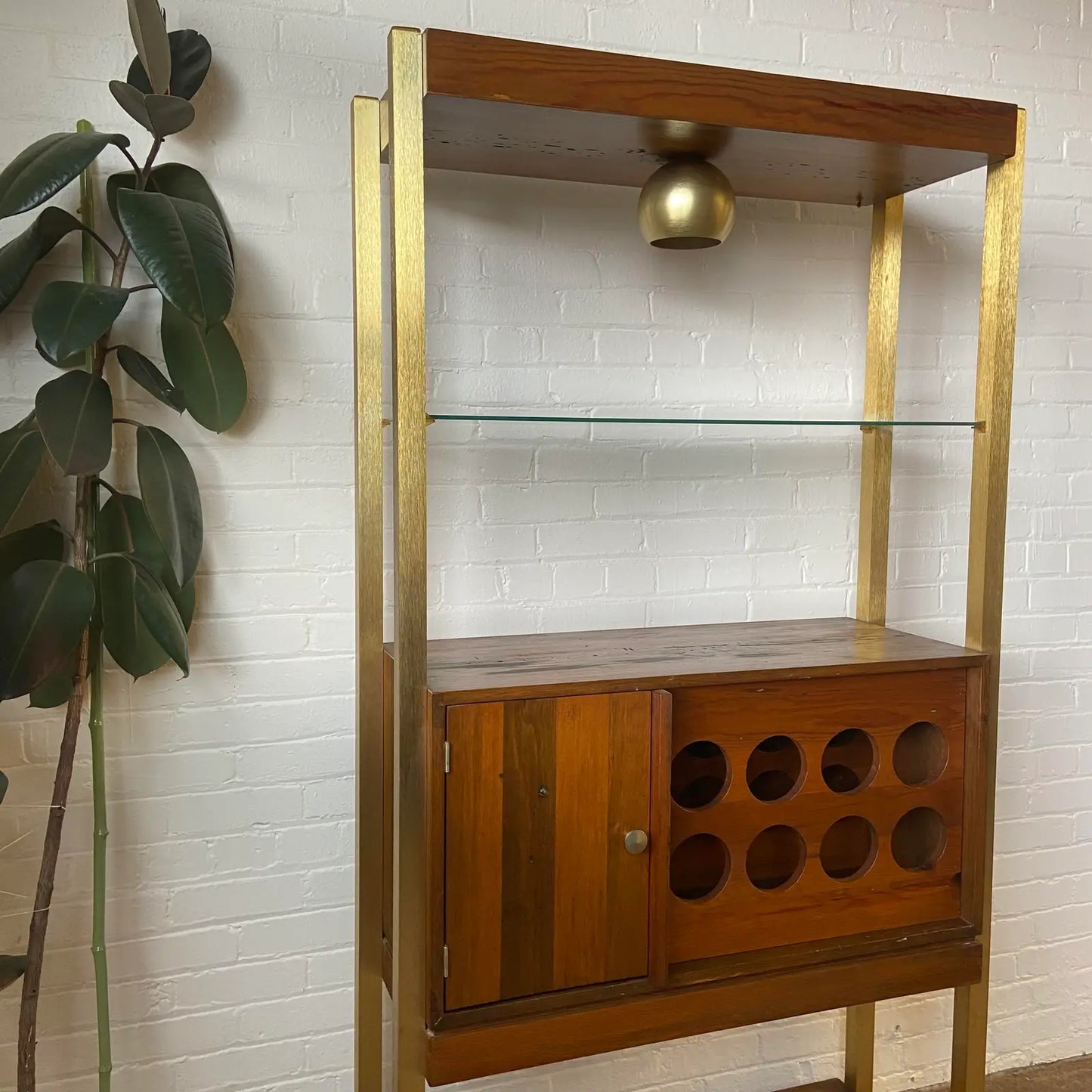 1970S BAR CABINET WITH WINE RACK & LIGHT FEATURE