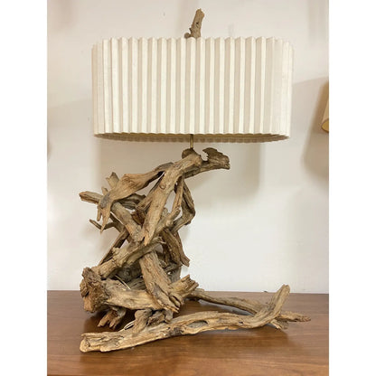 NATURAL DRIFTWOOD TABLE LAMP WITH SHADE
