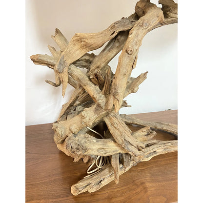 NATURAL DRIFTWOOD TABLE LAMP WITH SHADE