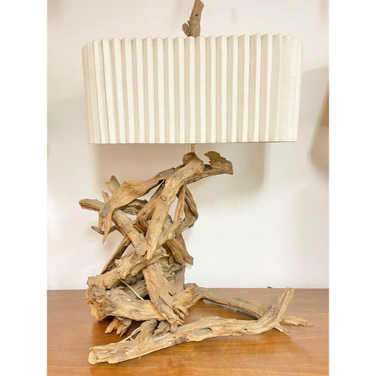 NATURAL DRIFTWOOD TABLE LAMP WITH SHADE