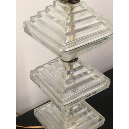 DIAMOND BASE CUT GLASS TABLE LAMP