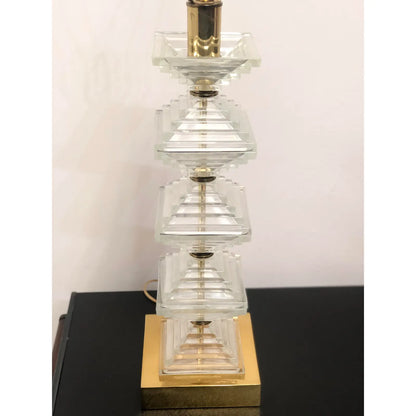 DIAMOND BASE CUT GLASS TABLE LAMP