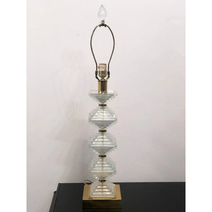DIAMOND BASE CUT GLASS TABLE LAMP